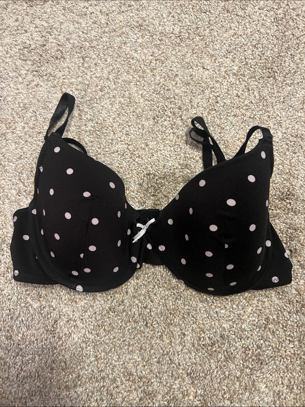 Black Polka Dot Underwire Bra with Light Pink Dots
